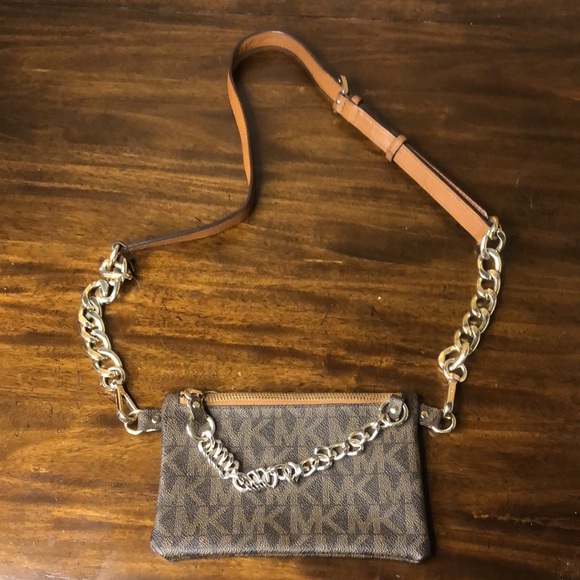 MICHAEL KORS MK Monogram Tan Brown Crossbody Bag with Two Tone Metal Hardware - Picture 4 of 17